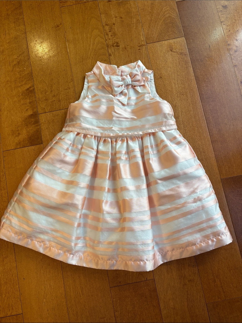 Janie and Jack Pink and White Striped Bow-Front Formal Dress 3T